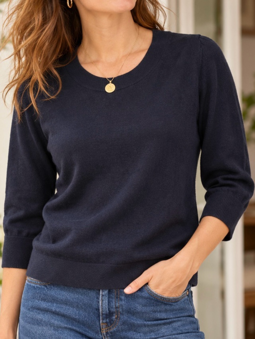 Boden Navy Blue 100% Wool Crewneck Pullover Sweater Size 10